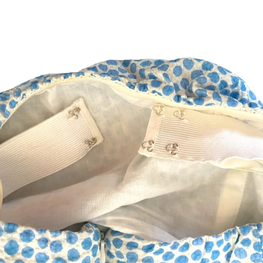 J. Crew Polka Dot Blue White 100% Cotton‎ Strapless Mini Dress 10P